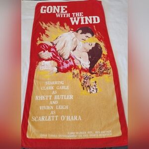 Vintage Gone With the Wind Graphic Beach Bath Towel Turner MGM 1988
